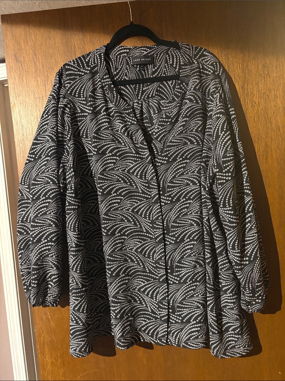 Lane Bryant Black & White Wave Dot Print Blouse